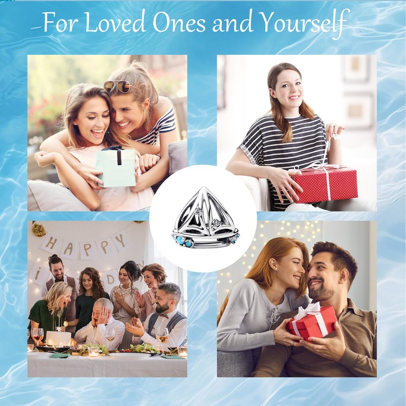 Annmors Sailboat Charm for Women Charm Bracelets & Pendant Necklace