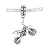 LGU Sterling Silver Oxidized 3D Dirt Bike Dangle Bead Charm