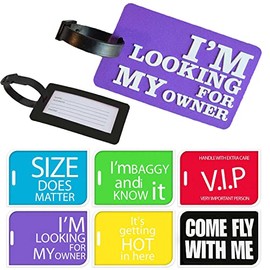 LS-LebenStil 3D XL Suitcase Tag Purple Looking 10.5 cm Name Tag Luggage Tag
