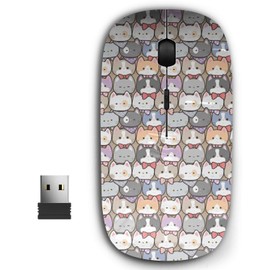 KAWAMOUSE 2.4G Ergonomic Portable USB Wireless Mouse for PC, Laptop, Computer, Notebook with Nano Receiver (Cute Cartoon Cat)