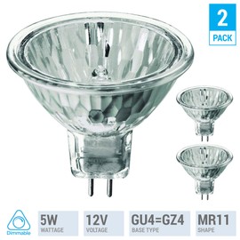 KOR (Pack of 2 5 Watt MR11 12 Volt Precision Halogen Reflector Fiber Optic Light Bulb 5W 12V