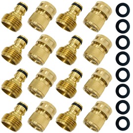 Socpuro 8-Set Garden Hose Quick Connectors, Solid Brass 3/4 Inch GHT Thread Fittings, Heavy Duty No-Leak Water Hose Female and Male Adapter