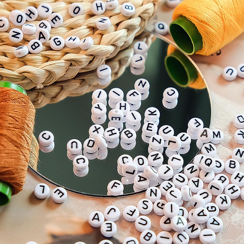 Round Letter Beads 4x7mm Acrylic Alphabet Beads Q for Bracelets