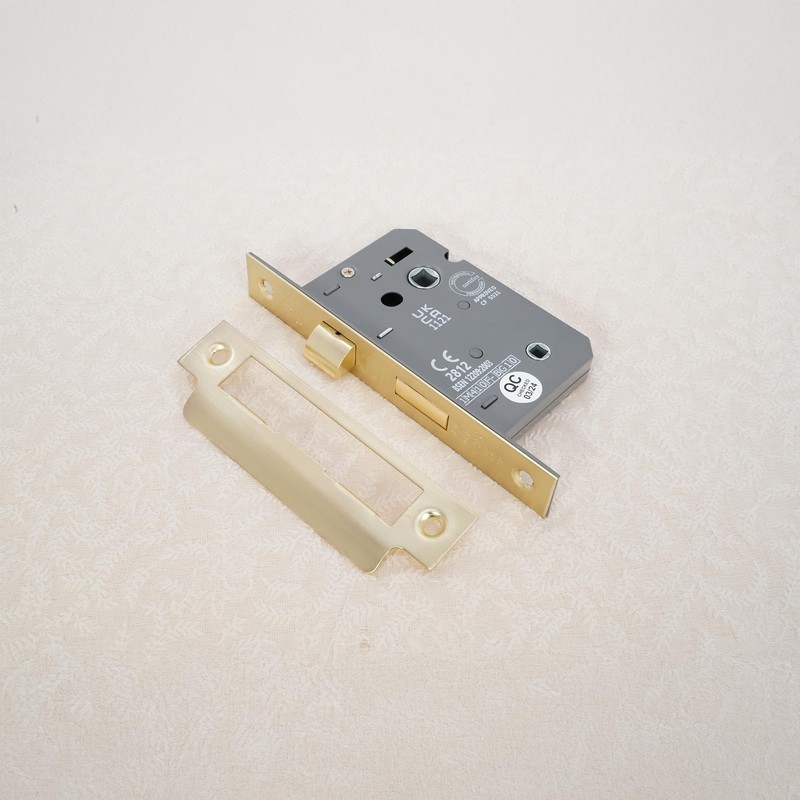 Infinity Decor Fire Rated Satin Brass 3 Lever Mortice Bathroom