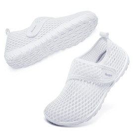 Racqua - Zapatos acuáticos para niños y niñas, de secado rápido, ligeros, para nadar (niños pequeños/niños grandes), Hdk1605-blanco, 18 MX Niño pequeño