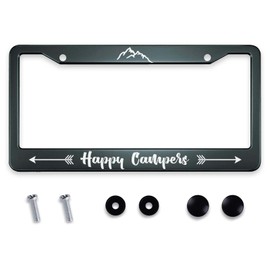 Smooffly Happy Campers License Plate Frame, Camping License Plate Frame, Mountains Arrows Adventure License Plate Frame, Car Accessories 12.2 x 6.3 in