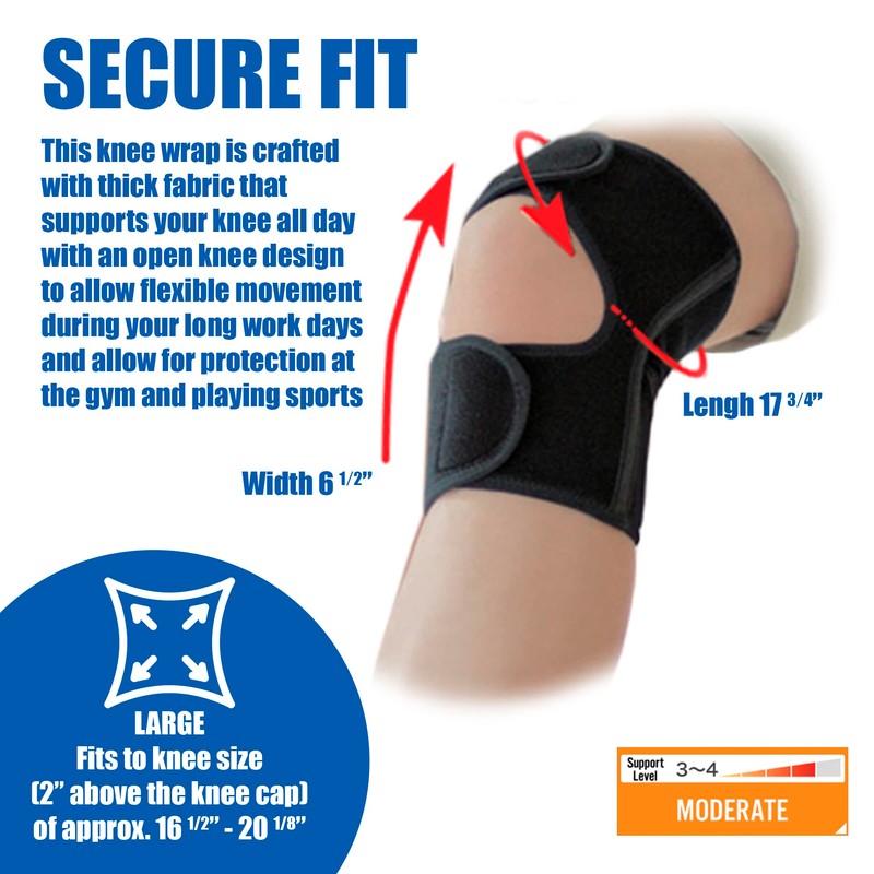 Phiten Metax Knee Wrap, Black, Large