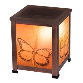 Elanze Designs World Beautiful Copper Tone Metal Electrical Wax Tart and Oil Glass Lantern Warmer