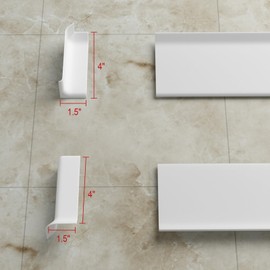 Risunpet Baseboard Corner Blocks 4inch, 4 Inside + 4 Outside Self-Adhesive Wall Base Cove Molding Corners-Connector, Universal Baseboard Molding Trims with Toe(White)