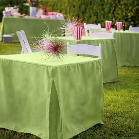 Tablevogue Event Linens Washable Microfiber 34” Inch Fitted Tablecloth Cover for Square Buffet Table, Parties, Holiday Dinner & More, Pistachio (Model Solid)