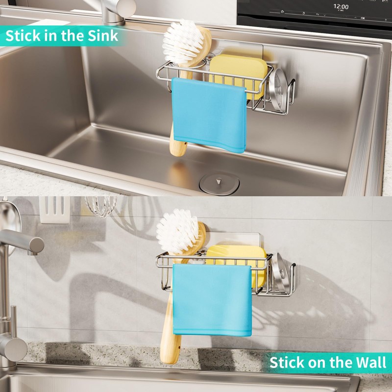 HapiRm 4 in 1 Sink Caddy Sponge Holder, SUS304 Stainless