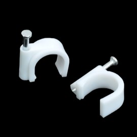 100 White Round Nail Cable Clips Ethernet Computer Wire TV Aerial RG6 Coax Cable (4mm? （19163）