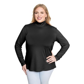 Women's Oh So Soft Plus Size Relaxed Mock Neck Top Black 4X