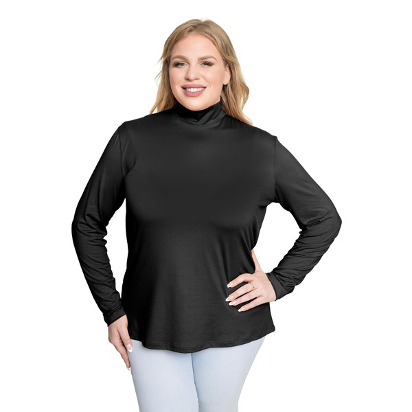 Women's Oh So Soft Plus Size Relaxed Mock Neck Top