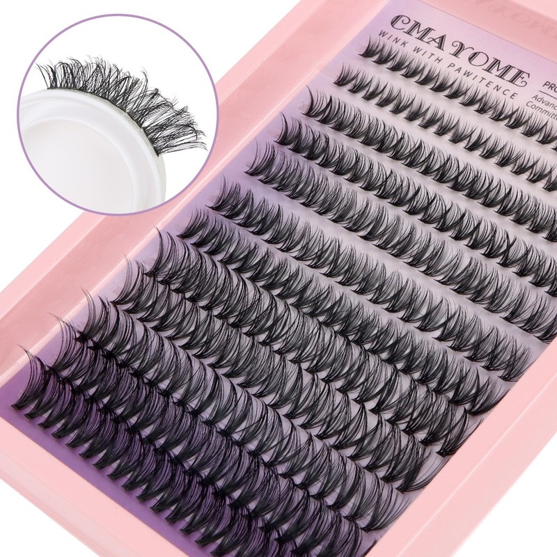 MOTIBACK 240PCS Natural Cluster False Eyelashes with 10-18mm Individual Eyelashes