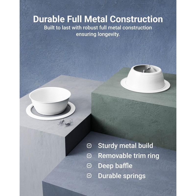 Sunco 12 Pack 6 Inch Ceiling Can Light Trim, Step