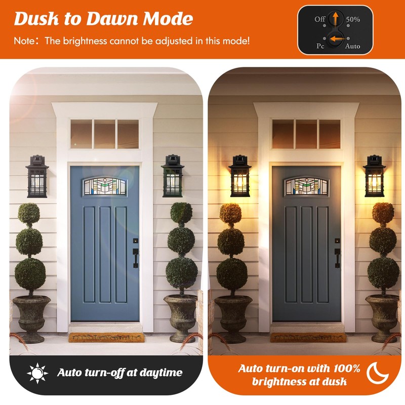 Motion Sensor Outdoor Wall Light Black, Dusk to Dawn Outside