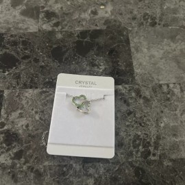 Unbranded TRUE FRIENDSHIP SILVERTONED HEART NECKLACE GREEN RHINESTONES NEW