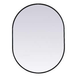 Elegant Decor Asha 27x36" Oval Modern MDF Wood/Iron Mirror in Black