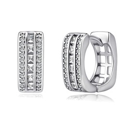 Desnuage Silver Huggie Earrings Cubic Zirconia Huggies for Women Hypoallergenic Small Everyday Hoops Gift for Her