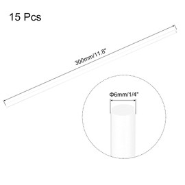 QUARKZMAN Pack of 15 Acrylic Plastic Round Rods 6 mm x 300 mm PMMA Acrylic Plastic Rod Transparent Acrylic Rods for DIY Handmade Crafts Lighting Garden Decorations - 1/4 Inch x 12 Inch