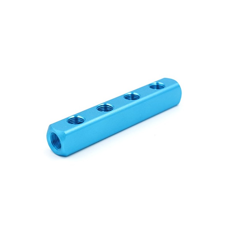 Heschen Air Manifold 4 Way 7 Connectors 1/4 Inch PT