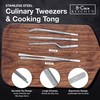 8-CREW KITCHEN Chef Tweezers - 3 Stainless Steel 8” Culinary