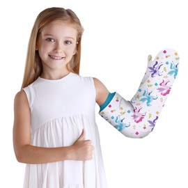 Drykins Kids Cast Cover for Shower Arm – Waterproof Arm Sleeve with Leak-Proof Silicone Seal – Reusable Unicorn Design for Children (Fits Arms up to 17.3” Long & 6.7–8.7” Circumference, Ages 4–9)