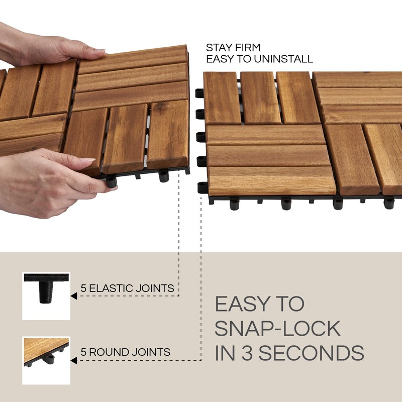 THYOI Premium Deck Tiles, 10 Pcs Patio Flooring - Golden