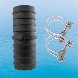 Cost Wise 40mm (1.5") corrugated flexible pond pipe/hose repair joiner with 2 x double wire hose clips,ideal to extend/repair 40mm pipe going to pumps/filters waterfalls,also used in hydroponics