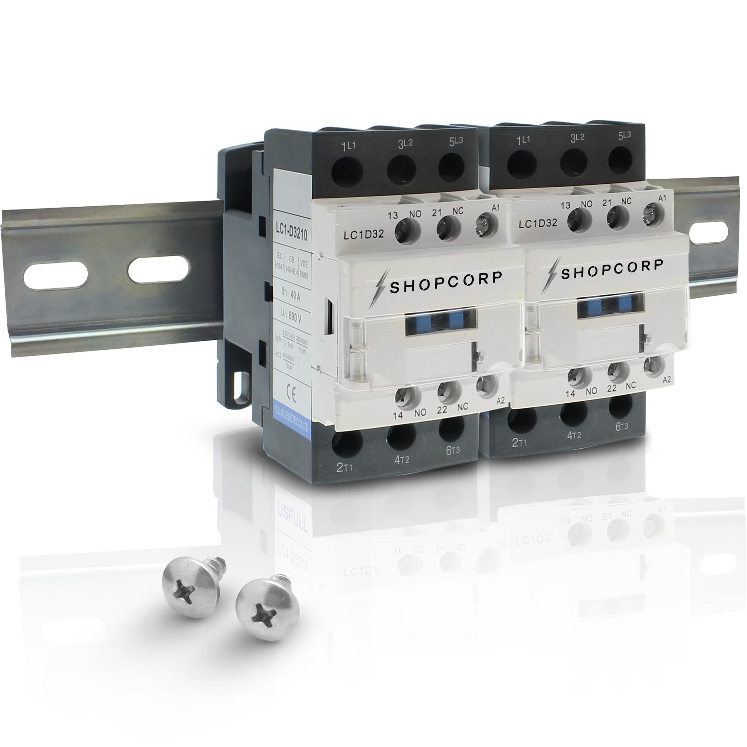 Shopcorp 6 Pole (3 Pole x 2) Contactor 30 amp Normally Open IEC 660V ...