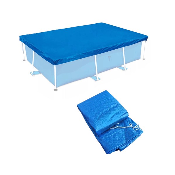 221 * 150cm Rectangular Pool Cover, Foldable Drawstring Design Solar