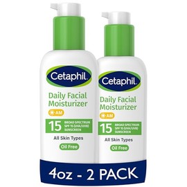 Cetaphil Hidratante facial diario SPF 15, 4 onzas líquidas, hidratante facial suave para tipos de piel seca a normal, sin fragancia añadida, paquete d