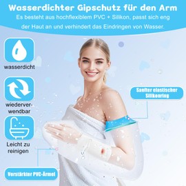 MLZTINGR Wasserdichter Gipsschutz für Arm und Hand – Duschschutz für Erwachsene, Verbandschutz für Gipsarm und Gipsverband