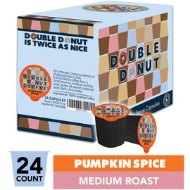 Double Donut Medium Roast Coffee Pods, Pumpkin Spice Flavored, for Keurig K-Cup Machines, 24 Single-Serve Capsules per Box