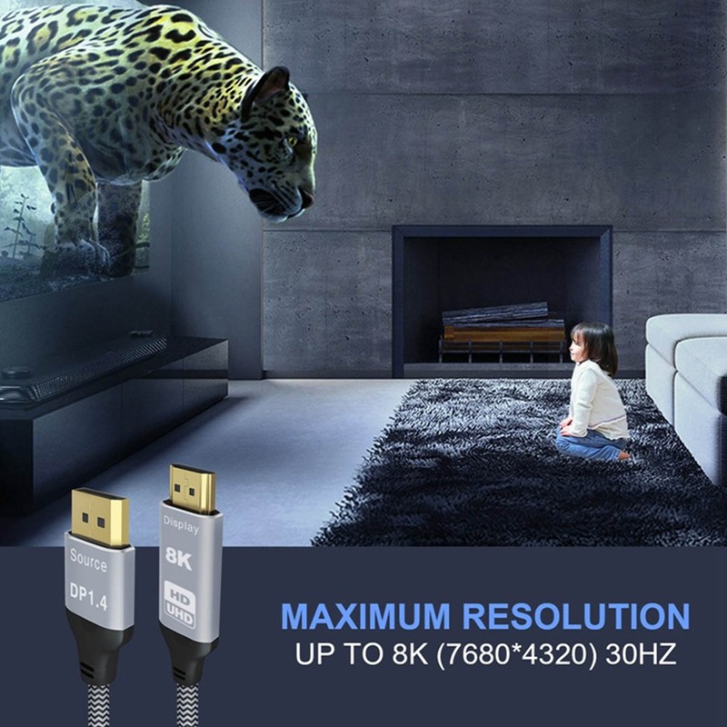 DisplayPort 1.4 to HD Multimedia Interface 2.1 Adapter Cable 8K