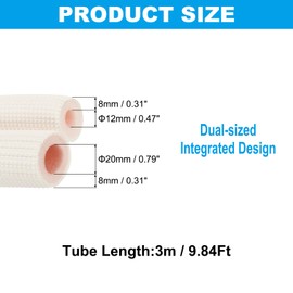 PATIKIL Pipe Insulation Foam Tube, Heat Preservation Insulated Foam Tubing for 3/8", 5/8" O.D. Mini Split Copper Line Set Water Pipes,9.84Ft,White/Pink