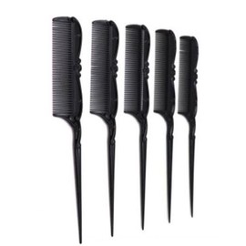 5-Piece Hair Comb Set: Tail, Cutting, Beauty, Straight Hair Combs Black 4ea