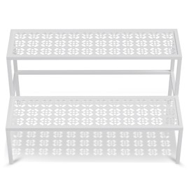 Metal Plant Stand Metal 2 Tier Potted Multiple Flower Pot Holder Plant Shelf Indoor Plants Multiple,Outdoor Heavy Duty Planter Display Shelving Unit for Patio Garden Corner Balcony Living Room(White)