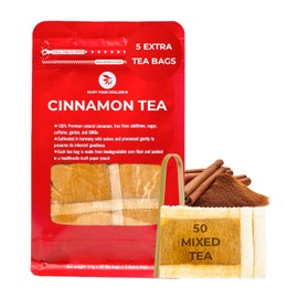 INJOY YOUR VITALGRI:N Cinnamon Tea Bags - 55 Count (+5 Tea Bags) Bamboo Tong Included - 5.11 oz, Re-Steep Warm & Spicy Heat Herbal Tea, Calm Stomach & Detox, Support Body Strength and Health, Cinamon