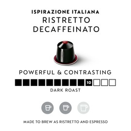 Nespresso Capsules Original, Ristretto Decaffeinato Italiano, Dark Roast Espresso Coffee, 50-Count Espresso Pods