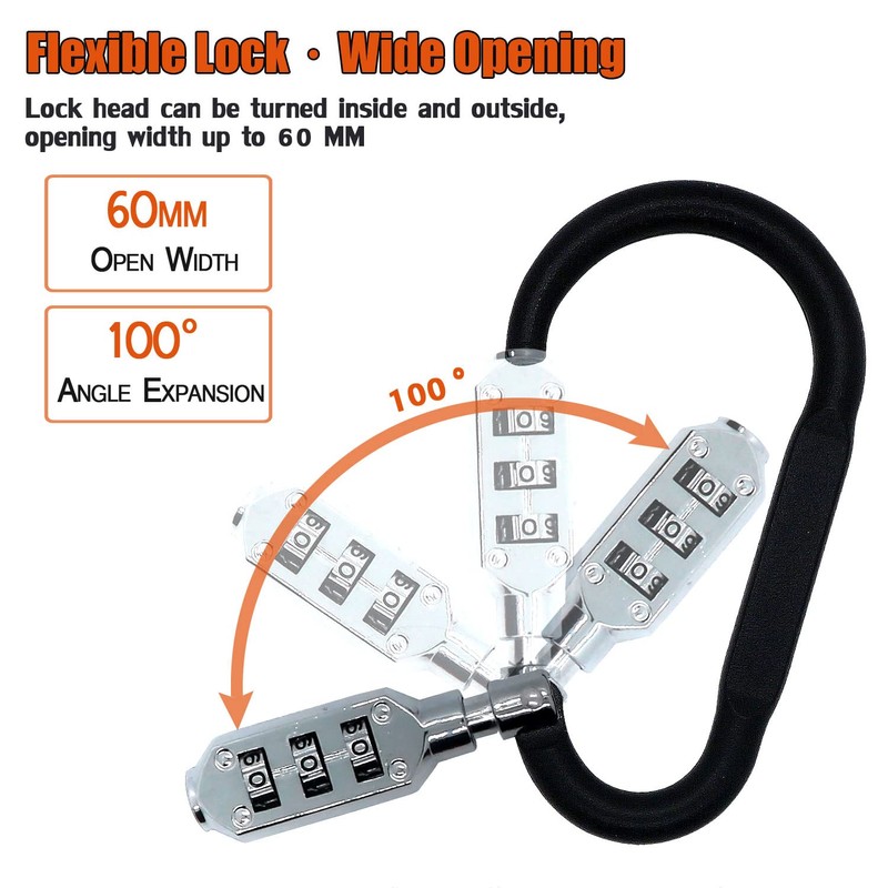 Combination Carabiner Clips,V-Resourcing Resettable 3 Dial Digit Combination Lock Carabiner