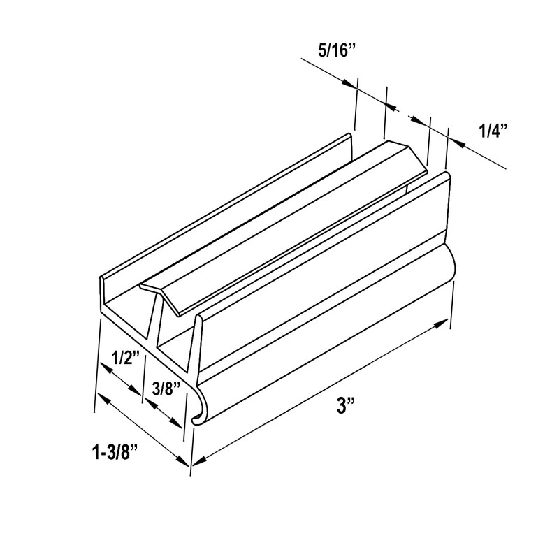 Gordon Glass® Gray Sliding Shower Door Bottom Guide 1-3/8" Wide