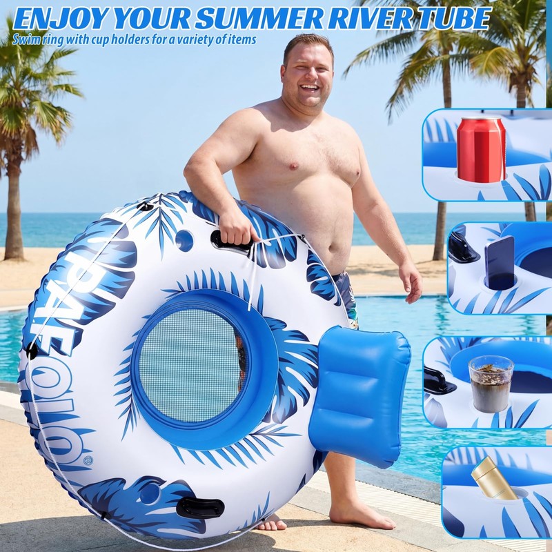 PAFOLO Pool Float, 56" Inflatable River Tube, Heavy Duty River