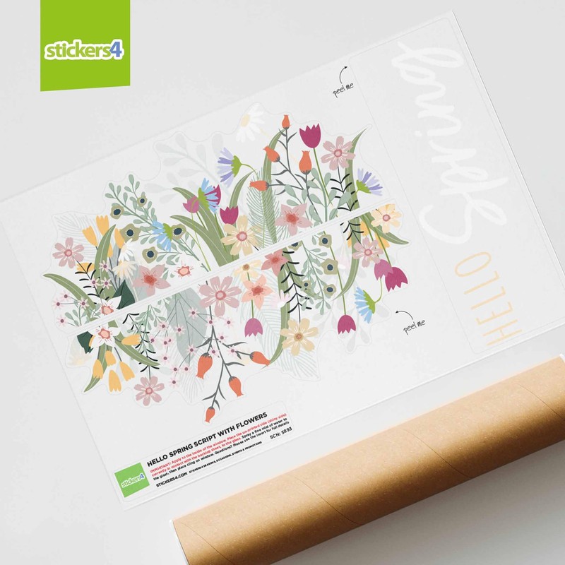 Large Hello Spring Window Stickers for Glass - Spring Window