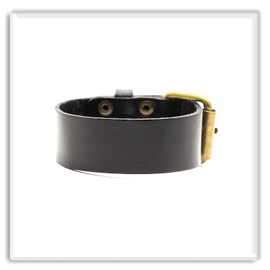 Xusamss Punk Rock Belt Buckle Wristband Adjustable Leather Cuff Bracelet(Black)