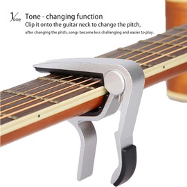 Guitar Capo Set, 2 Pack, Metal Clips for Electric, Folk, Wood Guitar and Ukulele, Black and Silver