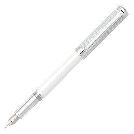 Sheaffer Intensity Broad Nib Fountain Pen, White Barrel Engraved Spiral Cap, Chrome Plate Trim (E0924063)