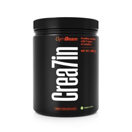 GymBeam Crea7in - Blend of Creatine, Micronised Creatine Monohydrate and Buffered Creatine Monohydrate, Performance Enhancement Complex with Siberian Ginsengm (600g, Green Apple)