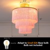 vivihobb Pink 3-Tiererd Fringe Chandelier,3-Light Semi Flush Mount Ceiling Light,Boho